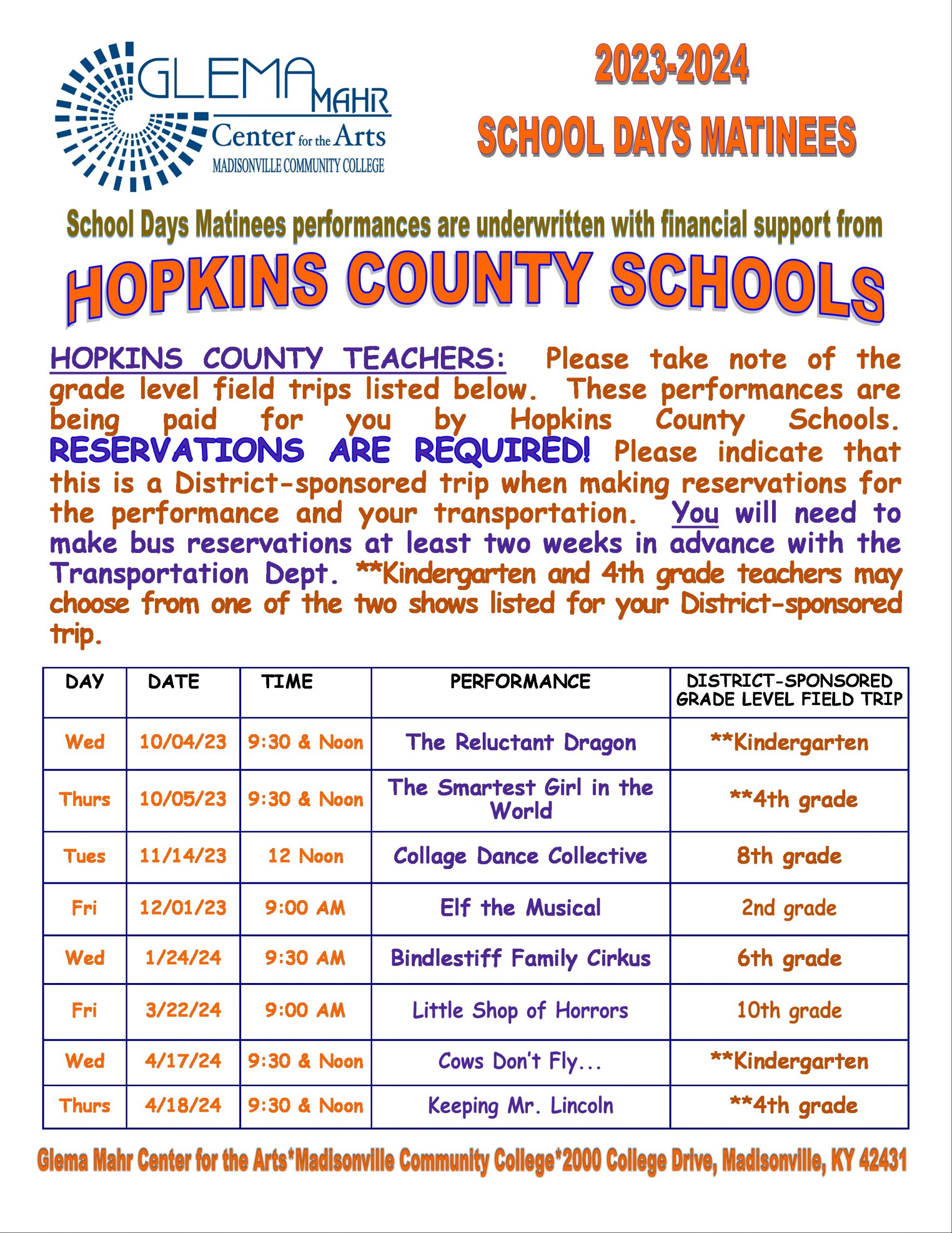 Hopkins County Schools Glema Mahr Center for the Arts